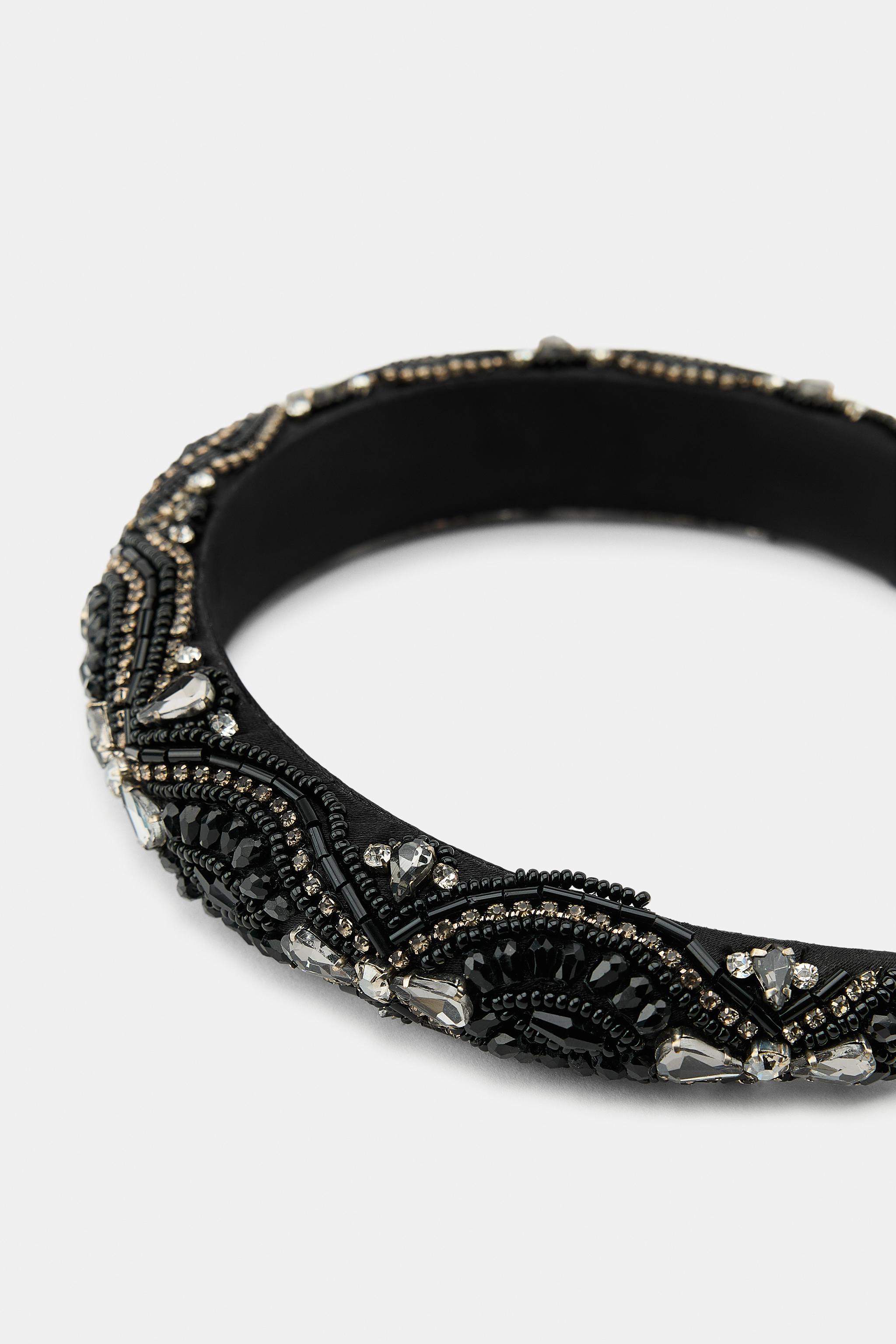 QUILTED BEADED JEWELED HEADBAND